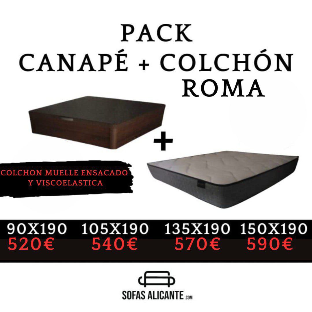 Promocion pack canape y colchon roma 1 - Sofás Elche